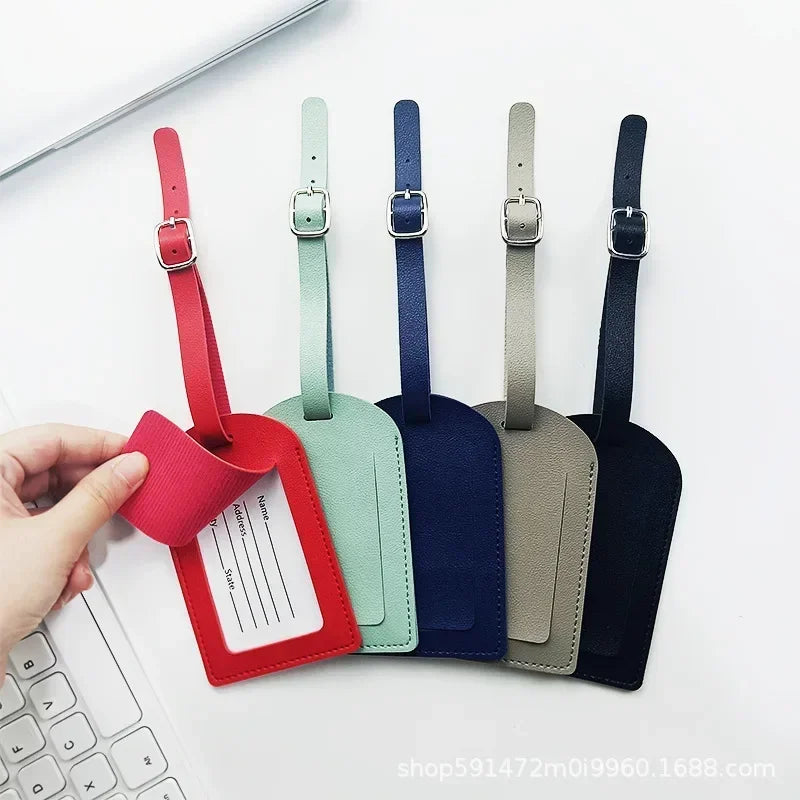 1PC PU Leather Luggage Tag Women Men Flight Holiday Travel Accessories Suitcase Tags Name ID Address Lable Bag Tags for Luggage