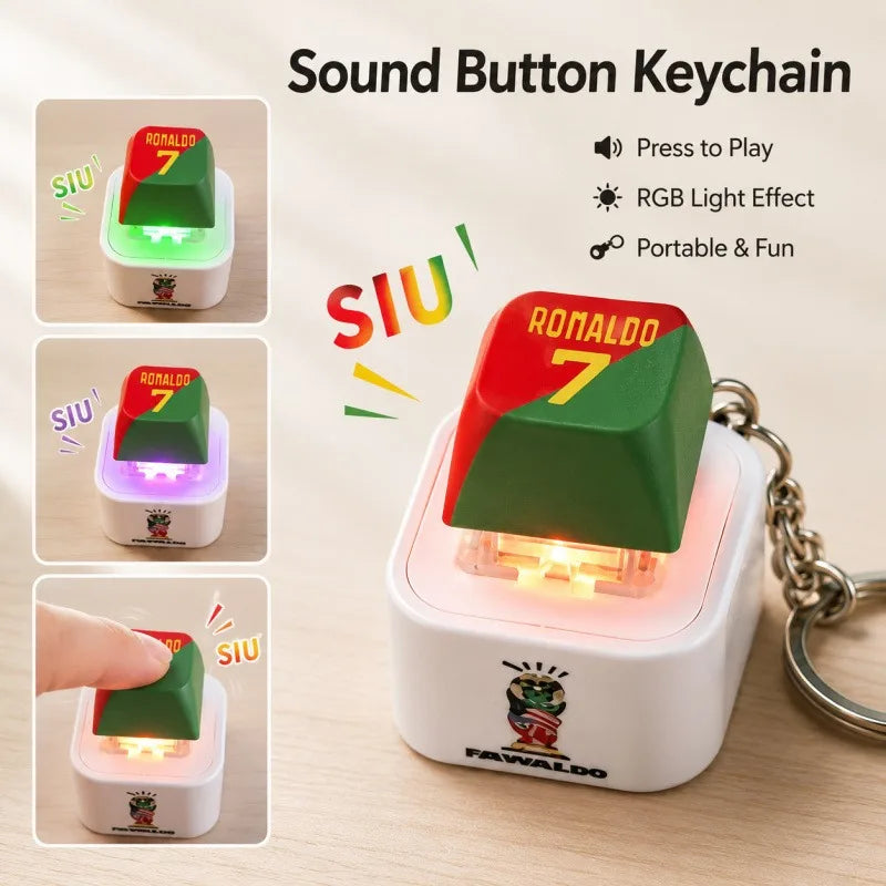 2026 New CreativeKey Pendant  Siu Press-and-Squeeze Stress-Relief Keyboard Sound-Emitting and Light-Up Keychain Gift Anime