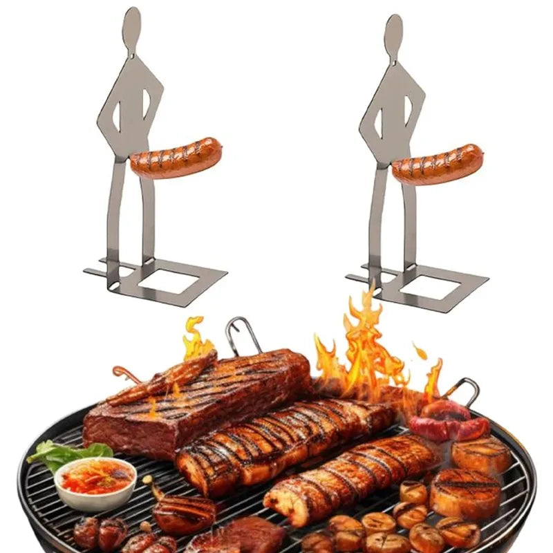 Sausage Holder Stainless Steel Reusable Grill Rack Novelty Tool For Outdoor Camping Barbecue Hot Dog Roasting And Party Use