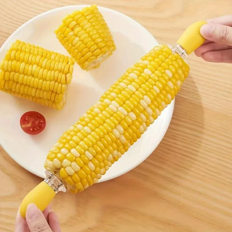 1Pair Corn Holder, Stainless Steel Corn Cob Holders Corn on The Cob Skewers, for Home Cooking BBQ Parties Camping