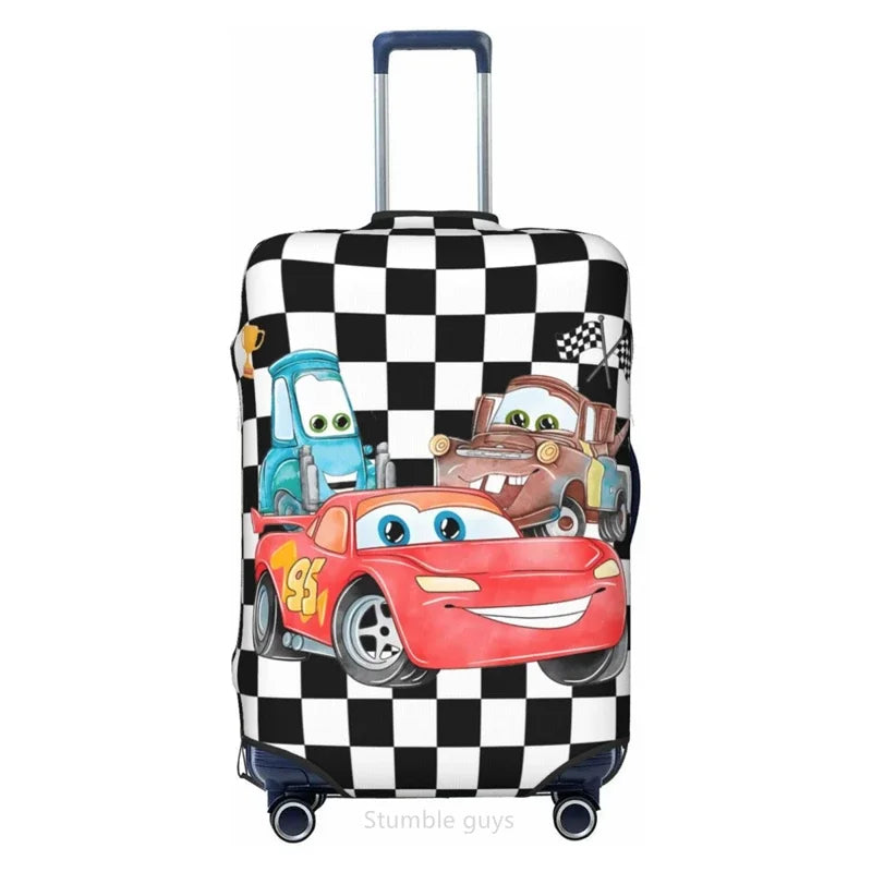 Stylish Car Printed Luggage Cover High Elasticity Fits 18-32 Inch Suitcases Dust Resistant Washable Anti-Scratch Travel Cover