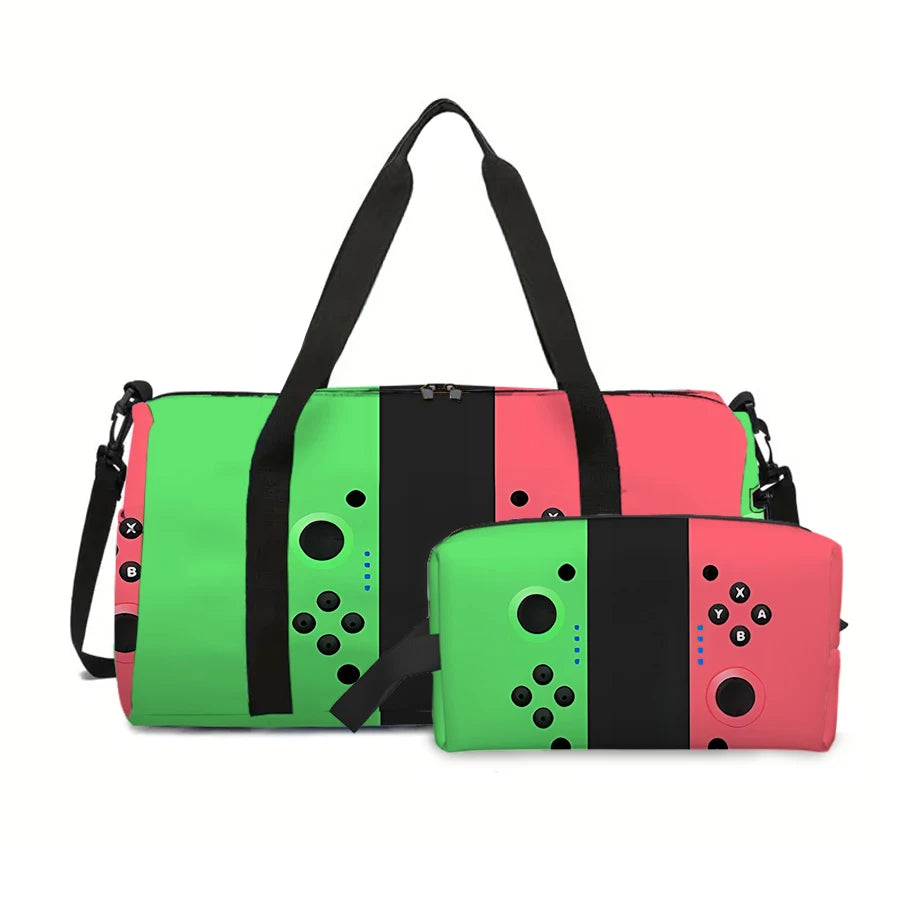 2 Pcs Games Console Large Capacity Travel Bag,Cosmetic Bag For Boys/Girls Best Gifts 2D Cartoon Leisure Durable Travel Duffels