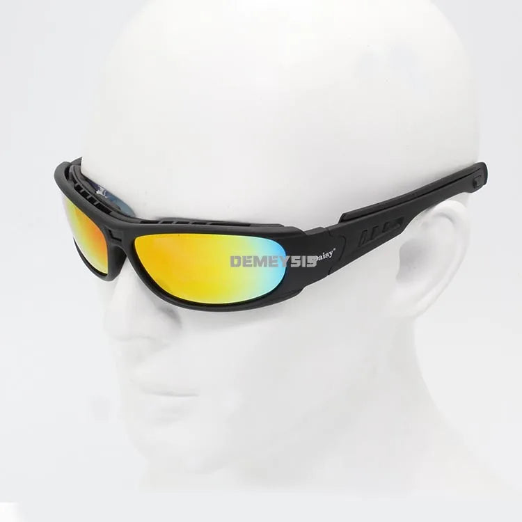 Tactical Polarized Glasses Daisy C6 Outdoor CS Motorcycle Hunting Shooting Airsoft Goggles with 4 Lens Kit with Myopic Frame