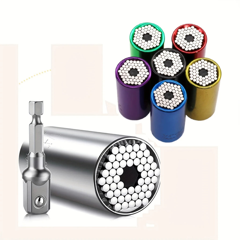 Universal Socket Wrench Set 7-19mm with 3/8-inch Professional Impact Socket Adapter Multi- Nut Tightening Quick Ratchet Stand