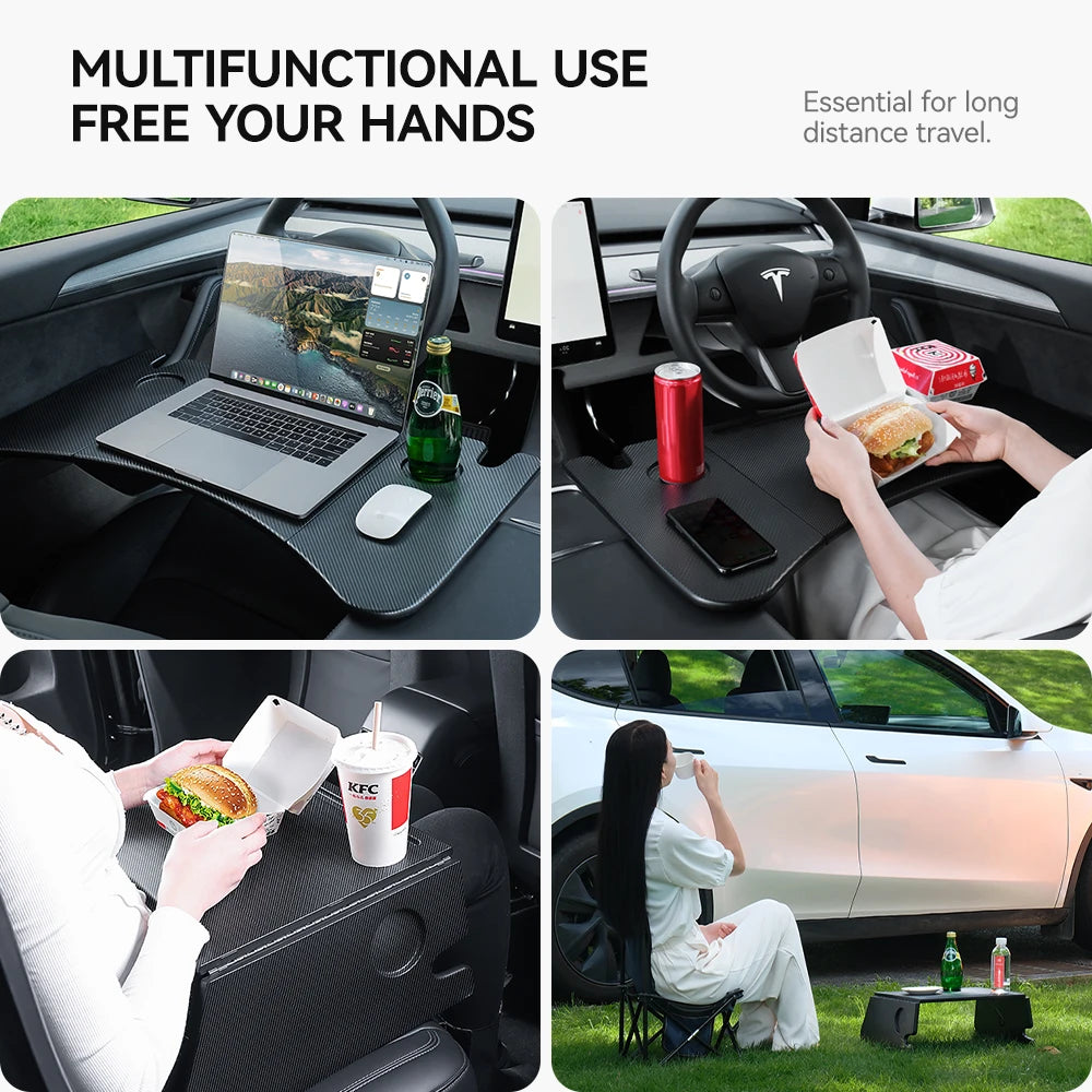 YZ Table Desk For Tesla Model 3/Y/YL Highland Juniper 2021-2026 Car Steering Wheel Laptop Tray Food Desk Portable Office Table
