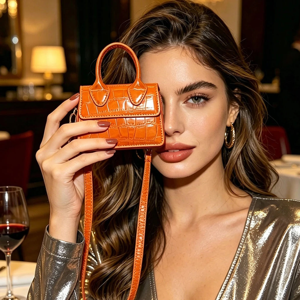 Fashionable Candy Colored Stone Texture Shiny Small Square Bag Flip Cover Shoulder Slanted Bag Lipstick Pouch Daily Commute