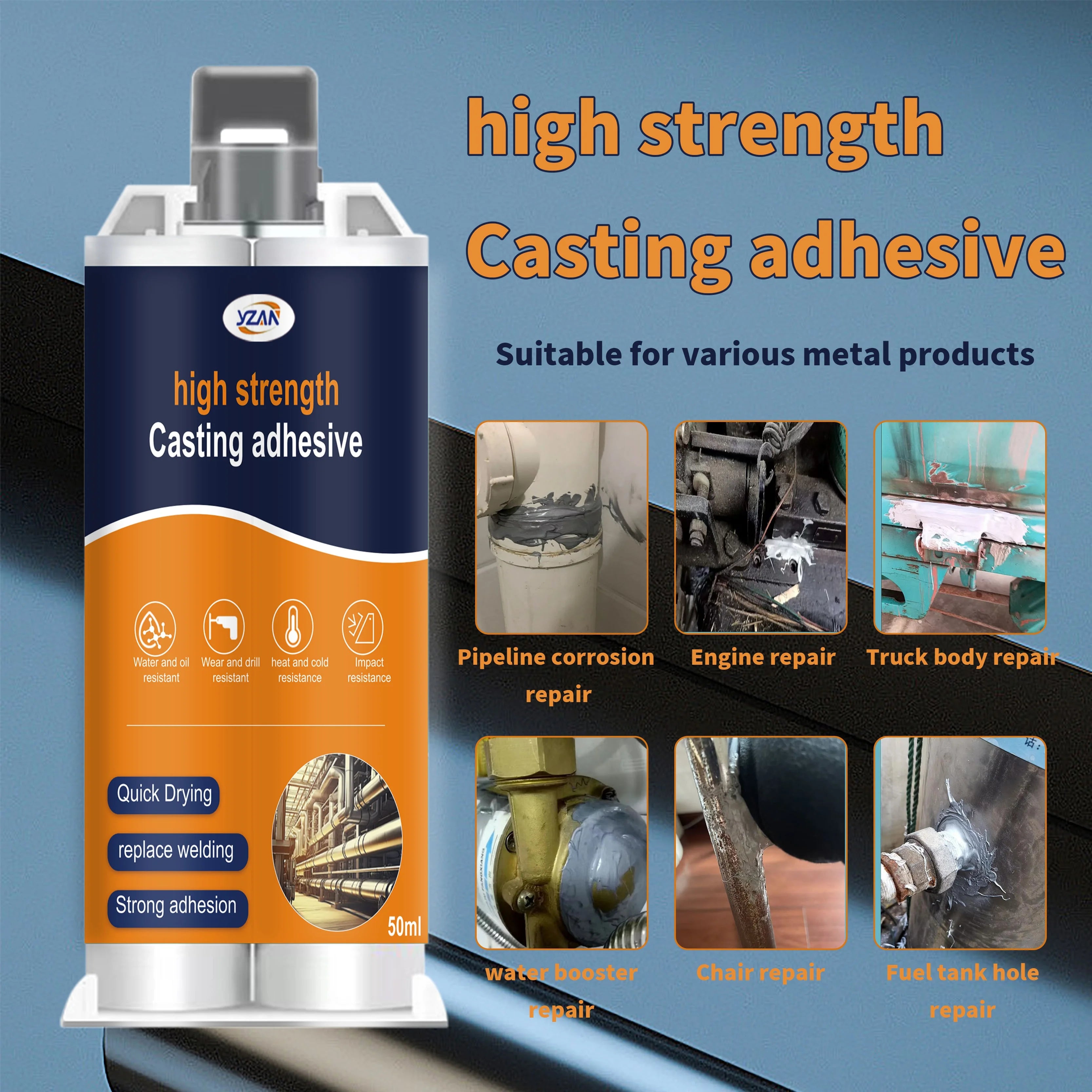 LOOLIFL new metal A B super glue, casting adhesive, plastic welding adhesive, waterproof sealant, epoxy resin adhesive, send glue injection tool, factory direct sales