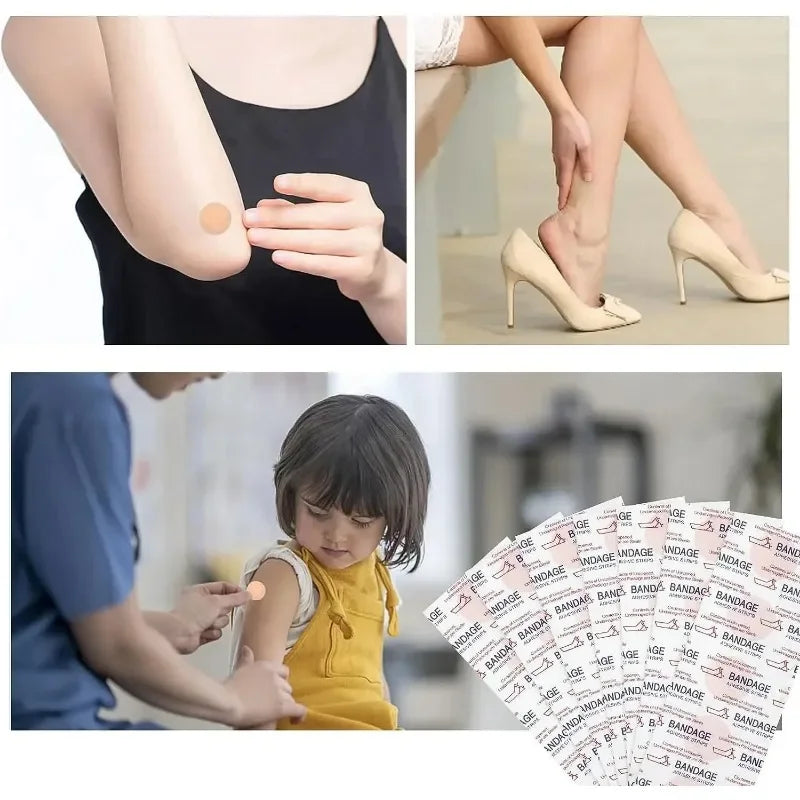 100pcs Small Wound PE Round Waterproof Band Aid Vaccine Bandage Plaster Sticker Sticker Sticky Bandage Emergency First Aid Kit
