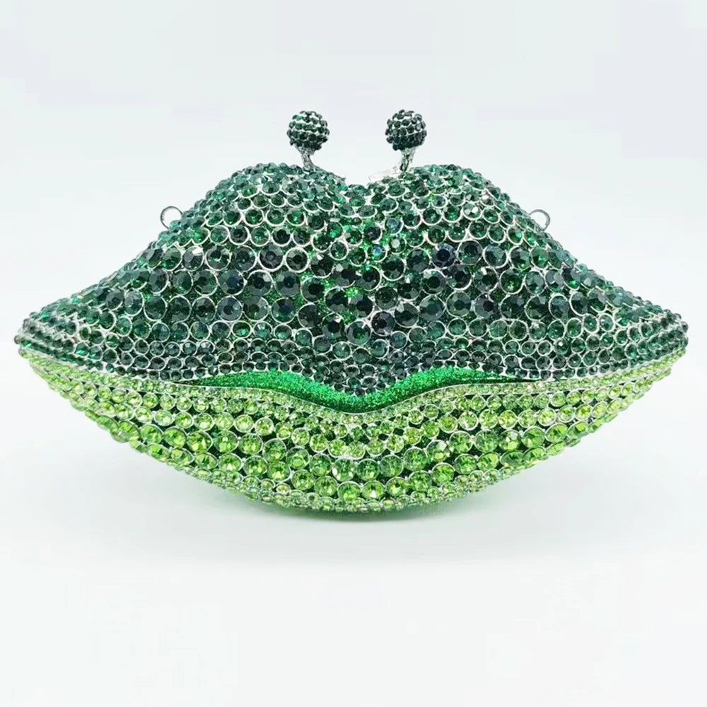 New Arrival Mouth Crystal Evening Bag Yellow/AB Diamond Wedding Bridal Clutches Purses Women’s Rhinestone Mini Minaudier Handbag