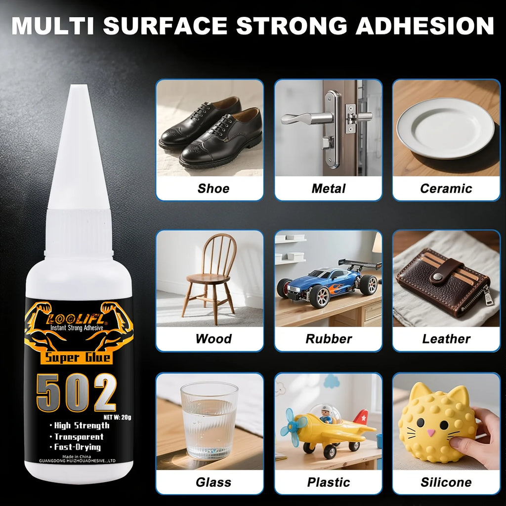 502 Metal Glue, Super Strong Shoe Glue, Strong Adhesive, Waterproof/Transparent/Emergency Repair, All-Purpose Glue for Bonding Metal/Plastic/Glass/Ceramic/Rubber/Wood//Pp/Abs/Pe Materials
