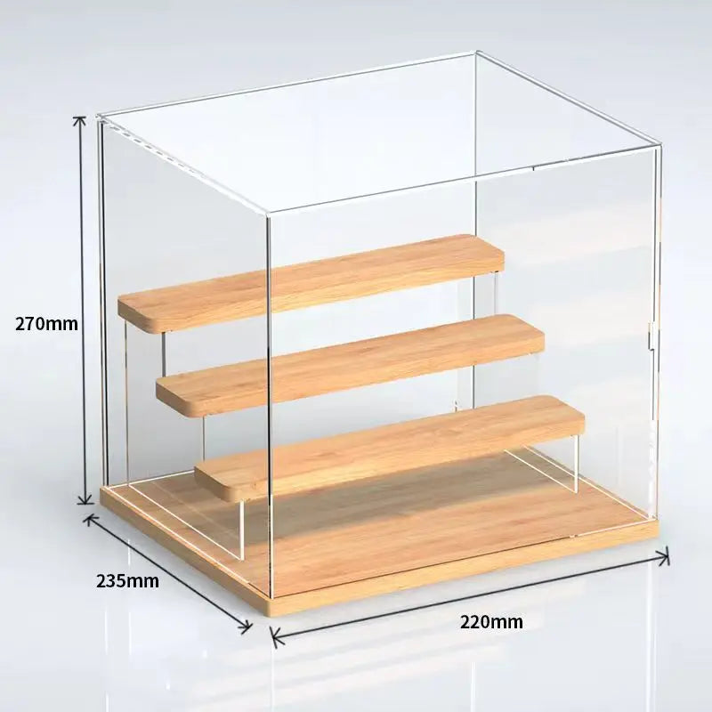 Solid Wood Step Figure Display Cabinet Transparent Acrylic Display Box For Toys, Car Models, Action Figures Storage And Display