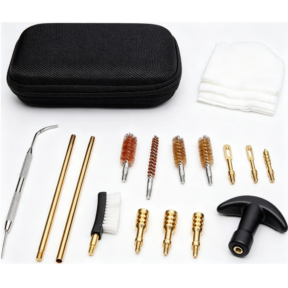 Universal Pistol Gun Cleaning Kit.22 .357 .38 9mm .45 Caliber Hunting Handgun Cleaning Tools for Shooting Maintenance