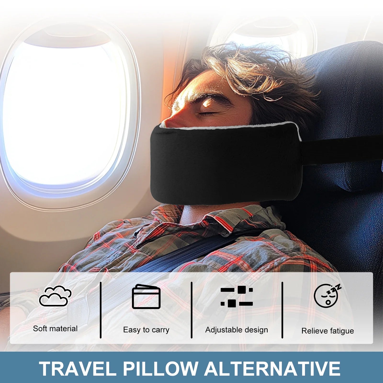 Travel Head Support Strap Adjustable Travel Pillow Comfortable Airplanes & Cars Neck Support Band Portable Aid Head Fixed Strap