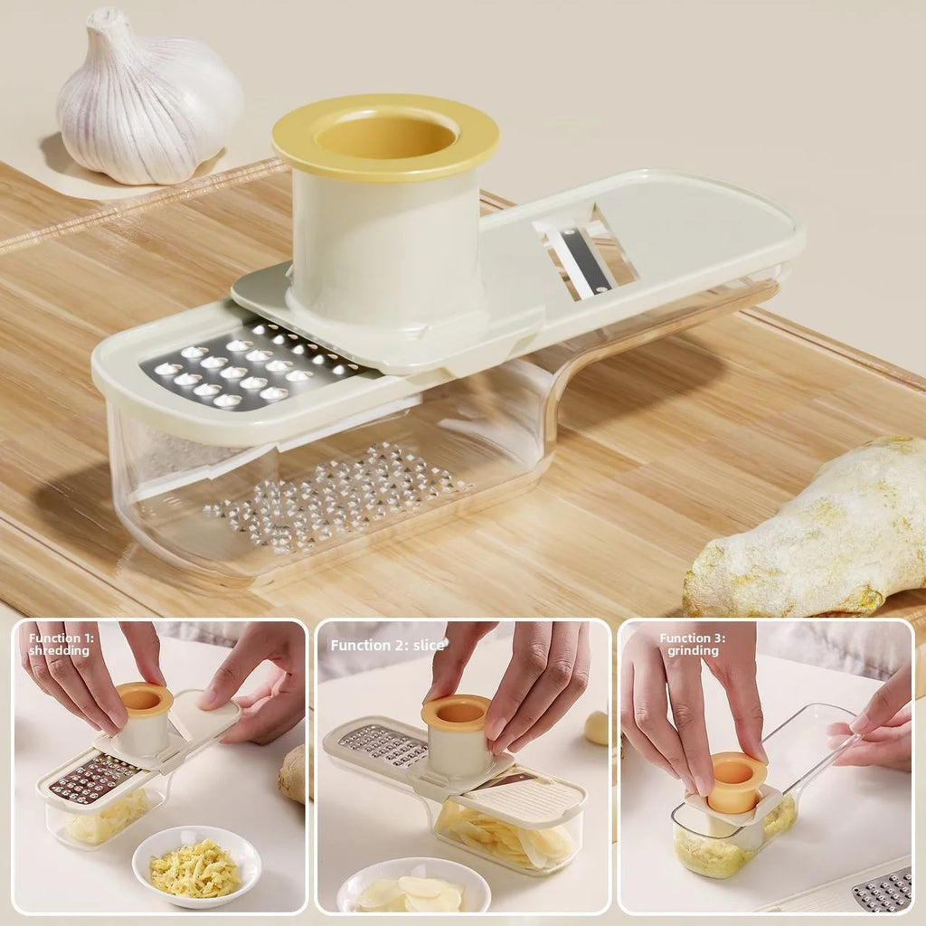1Pcs 3-in-1 Multifunctional Manual Ginger and Garlic Grinder Home Kitchen Slicer All Grinder Kitchen Tools