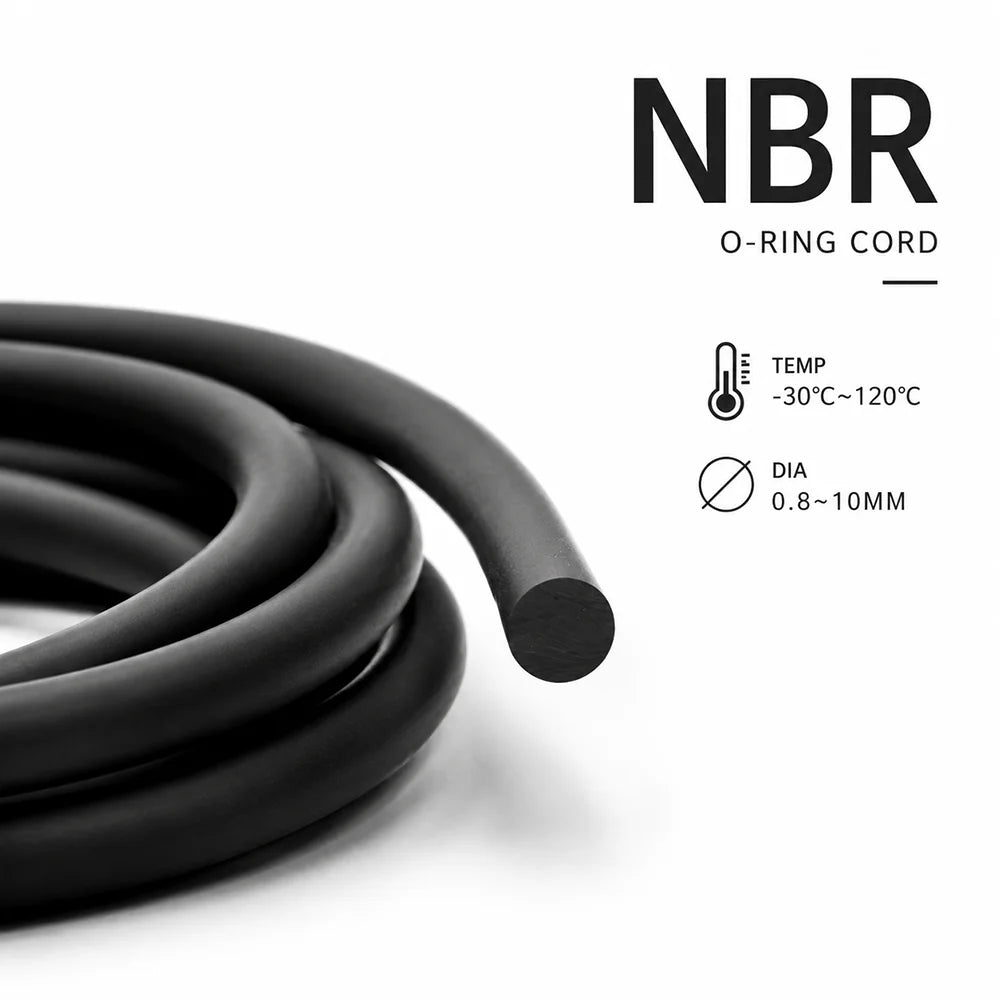 20/10/5/2M Black NBR sealing strip Dia 0.8mm~10mm Acid alkali/oil/wear/oil pump pipeline special sealing tape