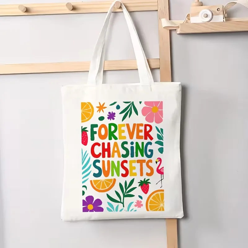 Lahaina Maui Strong Hibiscus Flower Canvas Tote Bag Tropical Hawaii Floral Letter Print Reusable Shoulder Bag For Women