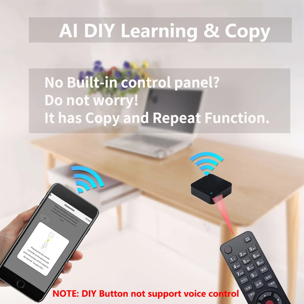 Tuya Smart IR Remote Control with Temperature Humidity Sensor for Air Conditioner TV DVD AC Works with Alexa Google Home