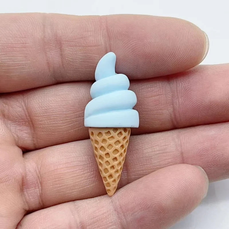 10pcs 3D ice cream cone simulation DIY miniature food  house decoration resin pendant handmade material