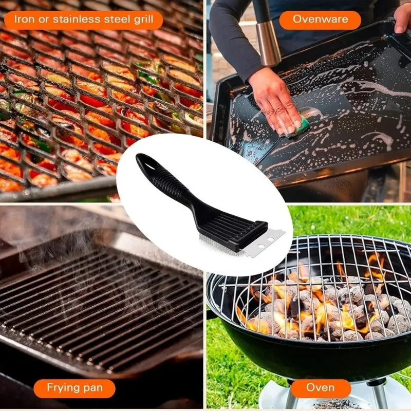 8-Inch Heavy-Duty Stainless Steel Grill Brush - Extra Strong Wire Cleaning Brush for Outdoor & Home Cooking Tools