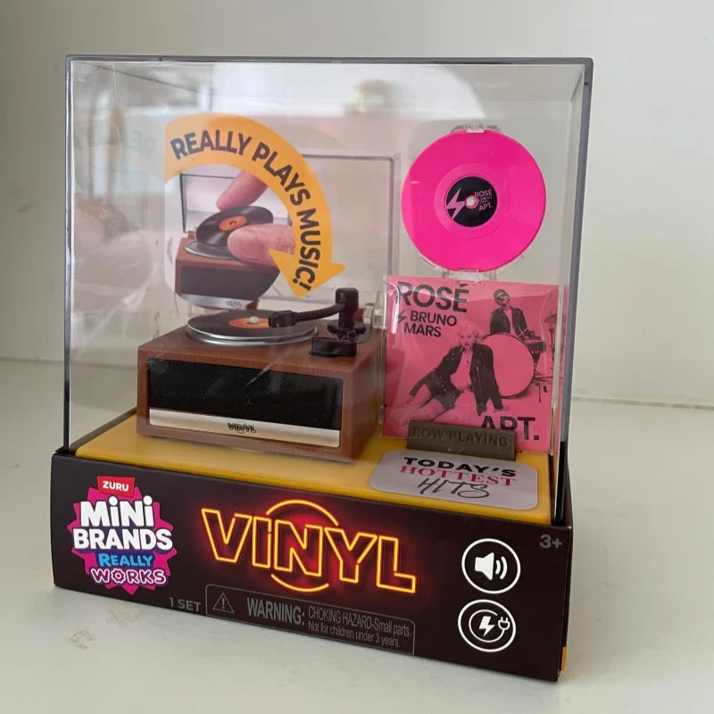 ZURU Mini Brands Really Works Series 1 Mini Vinyl Playset, Functional Mini Record Player That Plays Real Music Toy Gift
