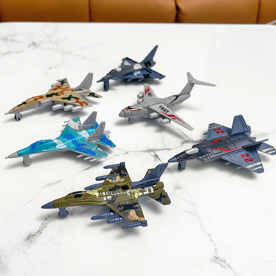 6pcs fighter plane combination toy children can coast home display collection decoration children birthday gift