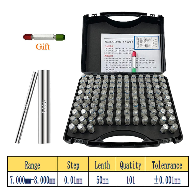 Range 5-6-7-8-9-10mm,101pcs,Step 0.01/0.05mm,Precision Steel Pin Gauge Set,Customized Pin Gage for Carpentry and Inspection