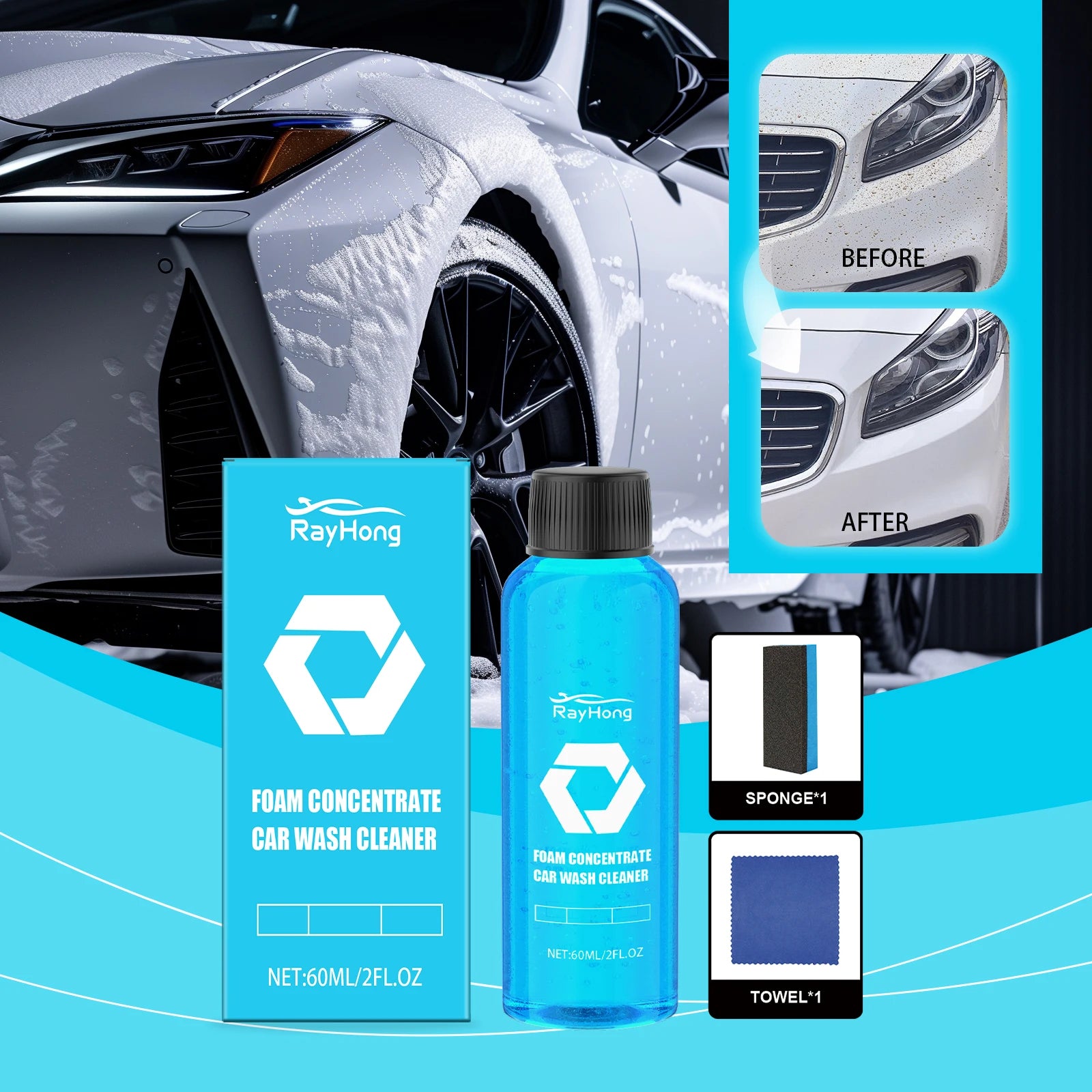 Magic Foam Car Wash Shampoo Car Shampoo High Concentration Car Accessories Detailing Wash Super Foam Cleaner For Cars Trucks