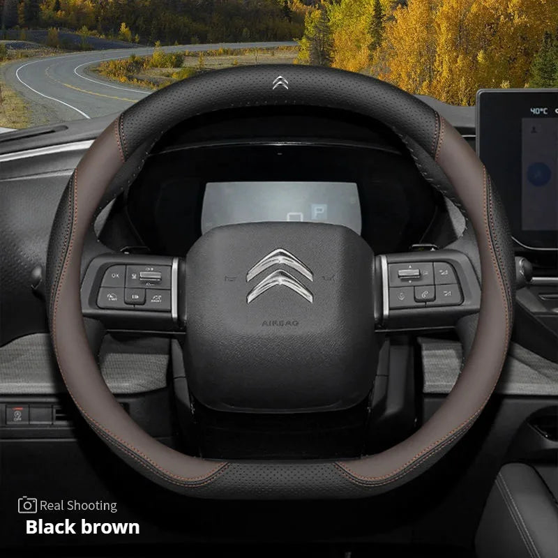 For Citroen C4X C5X C3 C5 Aircross e-Berlingo C4 2021 2022 2023 Nappa Leather Car Steering Wheel Cover Auto Interior Accessories