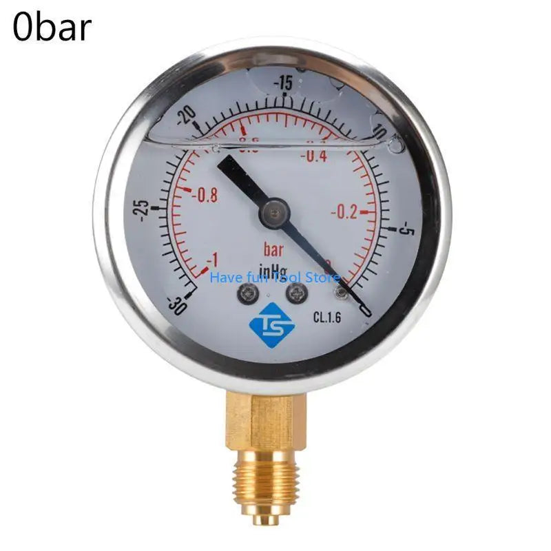 193B 1/4 BSP Bottom Mount Pressure Vacuum Gauge Glycerine Filled 68mm -1/+10 Bar
