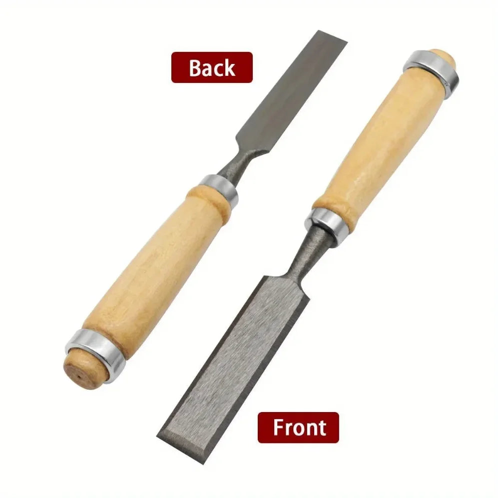 4Pcs Wood Carving Chisels Set Professional for Woodworking - 8/12/16/20mm Comfortable Beech Handle Wood Chisel with Wood Handles