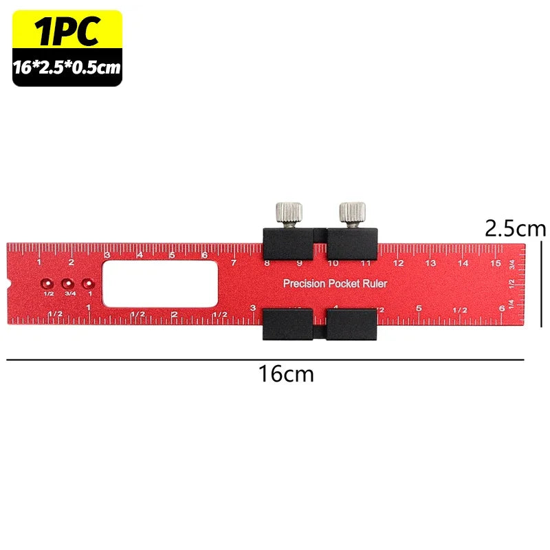 Precision Pocket Ruler Woodworking T-Type Ruler Aluminum Alloy Carpenty Square Rulers Measuring Marking Tools for Carpentry
