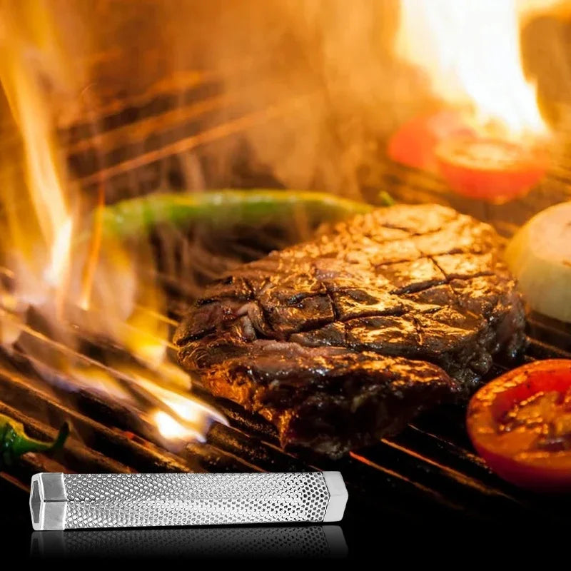 BBQ Stainless Steel Perforated Mesh Smoker Tube Filter Gadget Hot Cold Smoking  BBQ Smoked Spice Tube