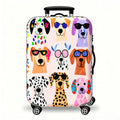 Washable cartoon dog abstract line printed suitcase cover, elastic all-inclusive protective cover, standard tie rod suitcase.