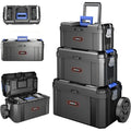 3-in-1 Rolling Stackable Toolbox with Detachable Organizer for Portable Storage in Workshops and Home DIY