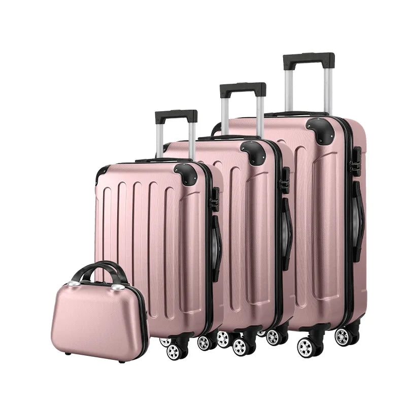 Wholesale new 4 in1 hardside luggage  valise de voyage 4 pcs  suit case bags trolley travel Abs Pc suitcase