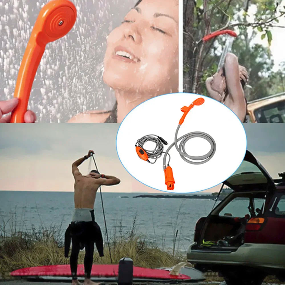 12V Portable Car Wash Pump High Pressure Electric Washer Gun for Outdoor Camping Pet Bathing Travel Cleaning