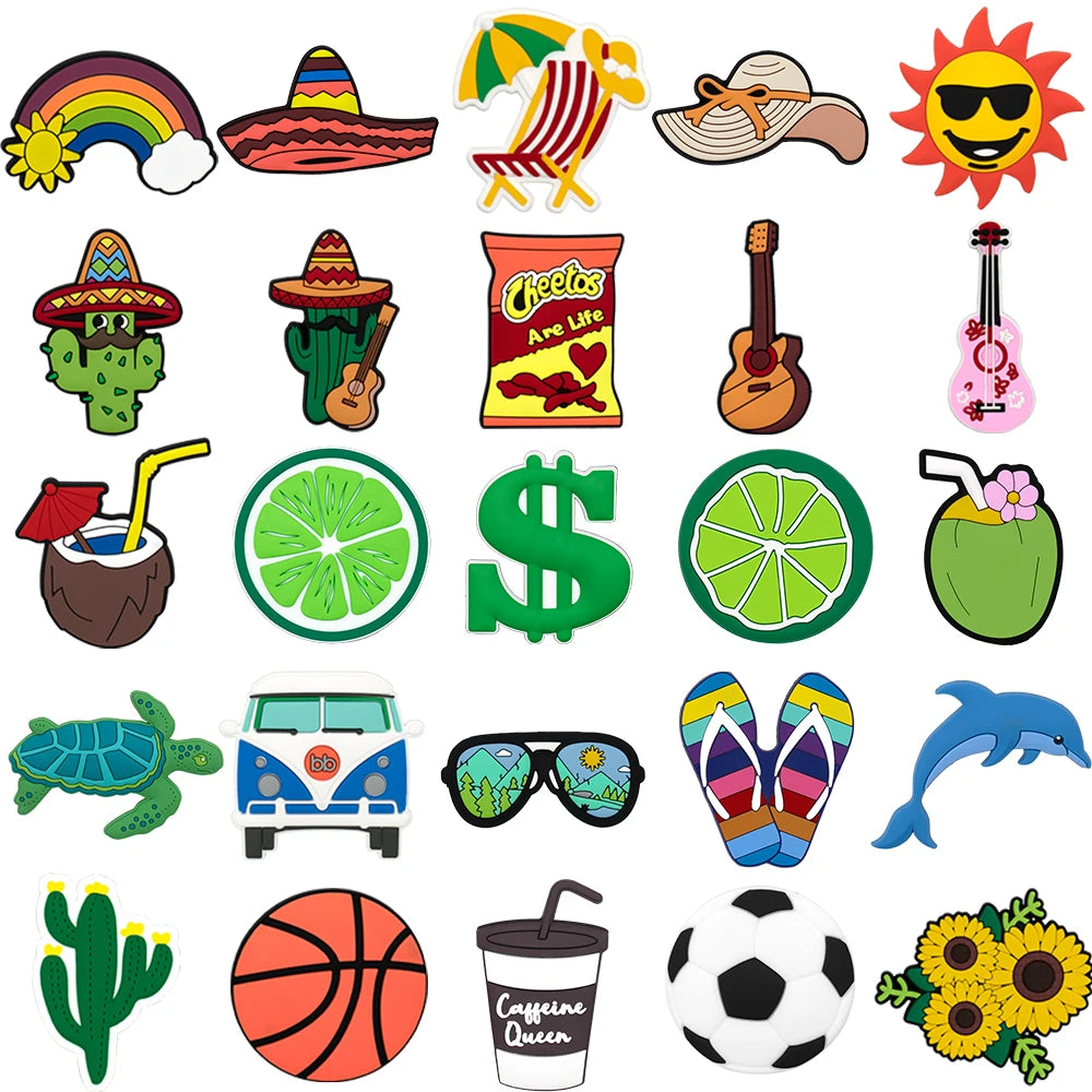 1/25pcs Tropical & Beach Theme Bag Charms Set DIY Decorative Pins Cactus Sombrero Fashion Women Handbag Tote Accessories Gifts