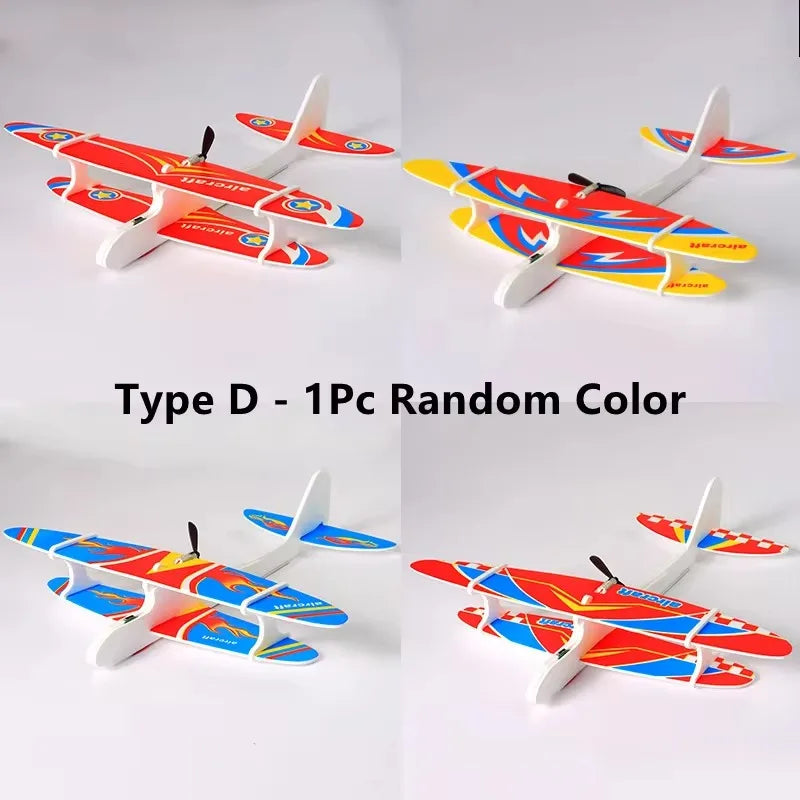 Electric Foam Glider Hand Launch Throwing Airplane with LED Light Automatic Flight Plane Model Outdoor Kids Toys Boys Gifts