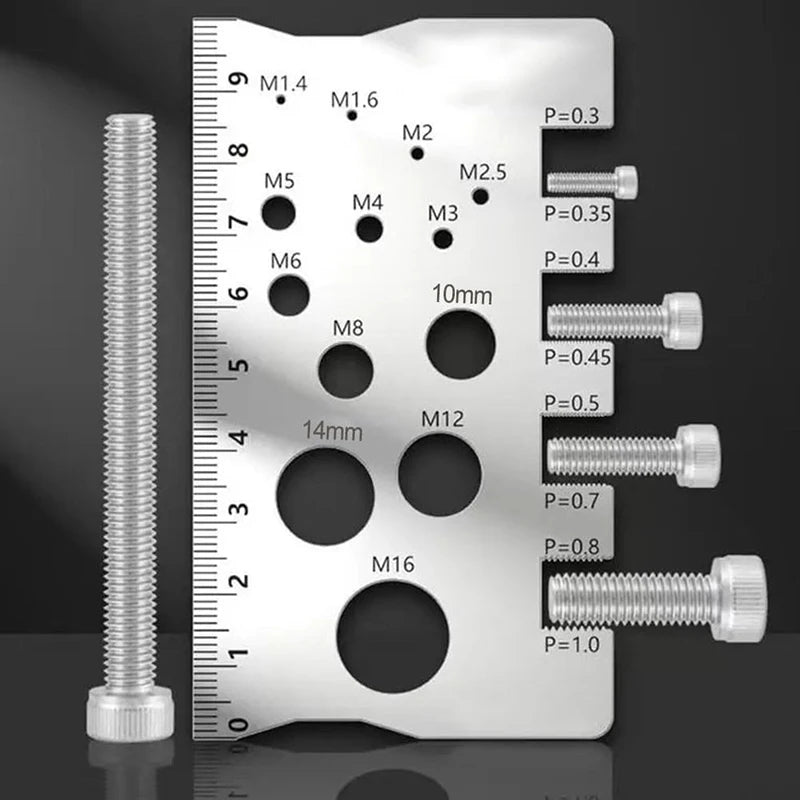 5.7*10cm Screw Measurement Ruler Stainless Steel Caliper Metric Gauge For Measuring Screw Pitch Bit Bolt Nut Screw