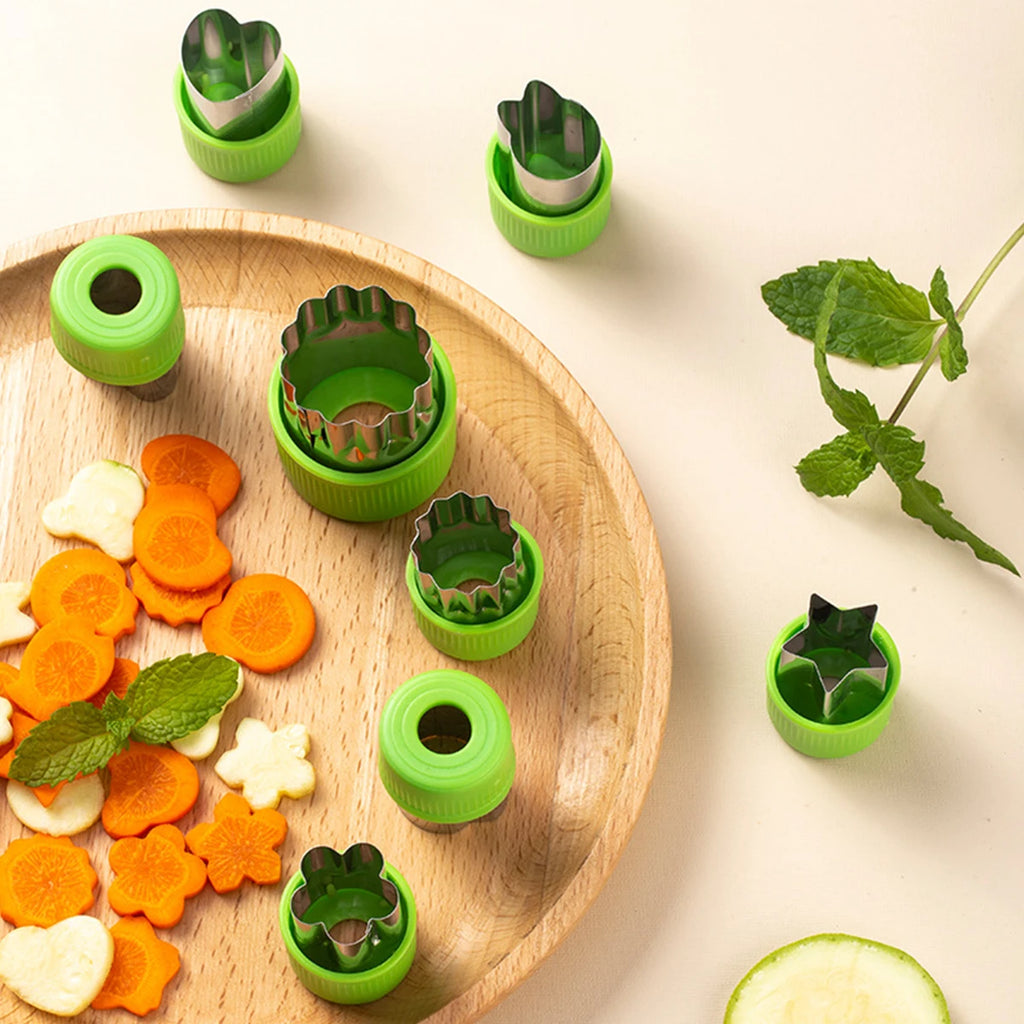 9PCS Stainless steel vegetable fruit flower cutter full hand protection butterfly face mold printing mold cake biscuit mold