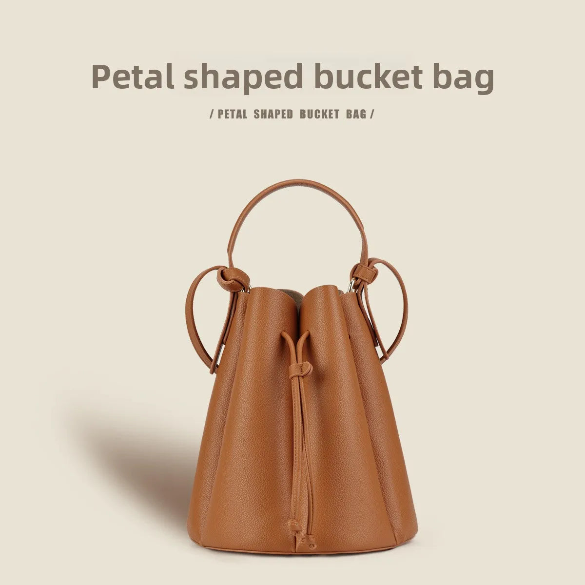 Trendy Petal Bucket Bag for Women, Vintage Drawstring Crossbody Shoulder Bag, Simple Versatile High-End Handbag