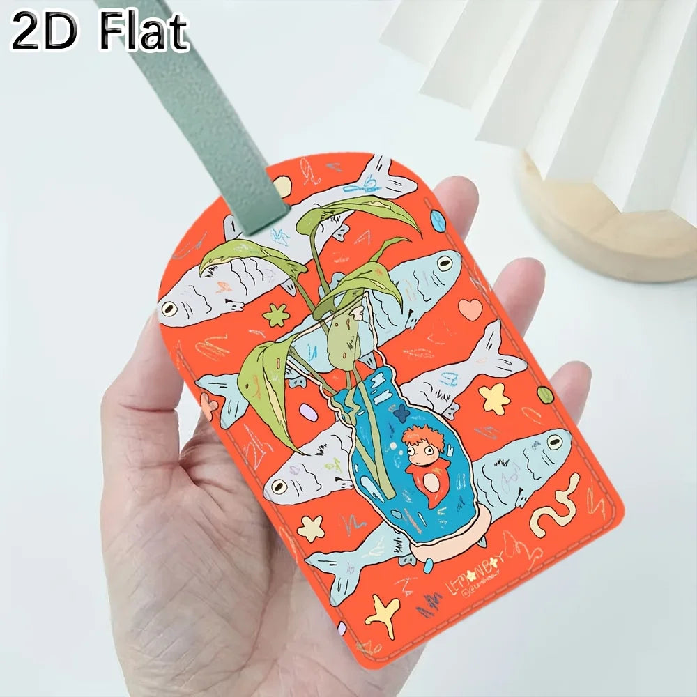 Luggage Tag, Cute Cartoon Fish & Plant Pattern Travel Suitcase Baggage Identifier Name Tag for Luggage Bags Accessories