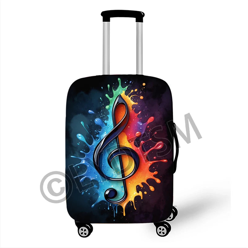 Musical Notes Luggage Cover Rock Guitar Piano Drum Graphic Suitcase Covers Elastic Trolley Case Protective Cover for Travel