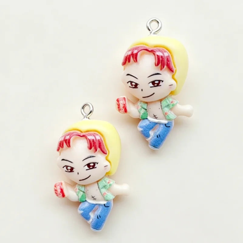 11pcs resin cartoon pendant, DIY jewelry making earrings, keychain accessories
