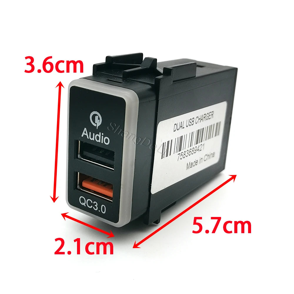 1PC Car Quick Charger USB QC3.0 Input Adapter Audio U-disk Flash Socket for Nissan Qashqai Y62 X-Trail Sylphy Accessories