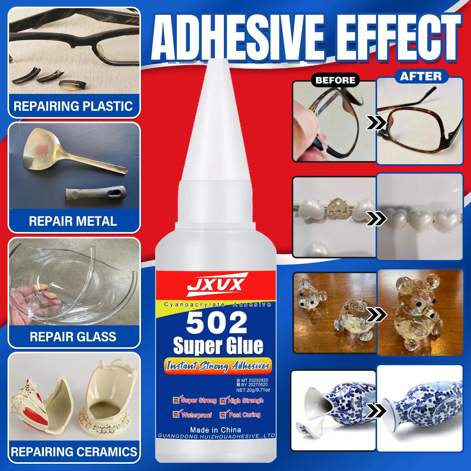 5-10pcs 502 Super Glue Instant Quick-drying Cyanoacrylate Adhesive Leather Rubber Glass Wood Metal Strong Bond Liquid Glue Tool