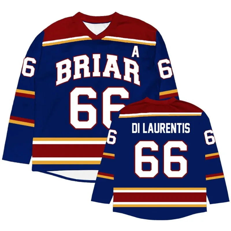 Briar University Off Campus Hockey Jersey Graham 44 DI LAURENTIS 66 Tucker 46 Long Sleeve 3D All Over Print Unisex T Shirt
