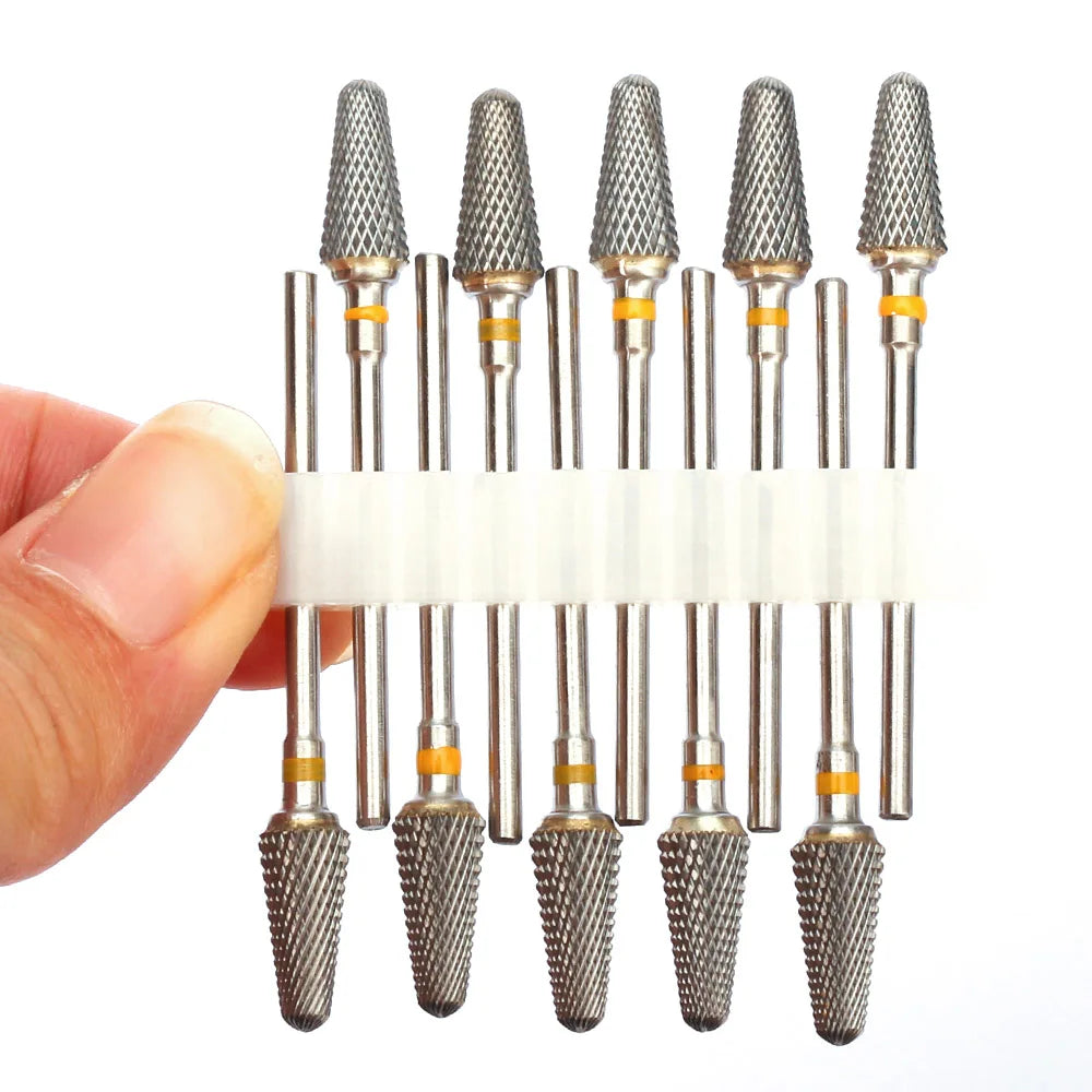 10pc Carbide Manicure Drills Nail Drill Bits Set Milling Cutters Kits Gel Polish Remover Files Electric Burr Tools Accesstries