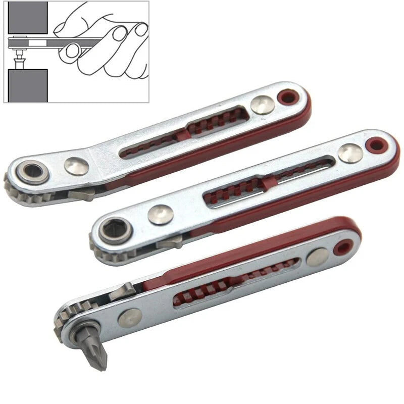 Mini Multifunctional Bidirectional Forward and Reverse Ratchet Screwdriver Elbow Flat Head Wrench Cross Screwdriver Slotted Tool