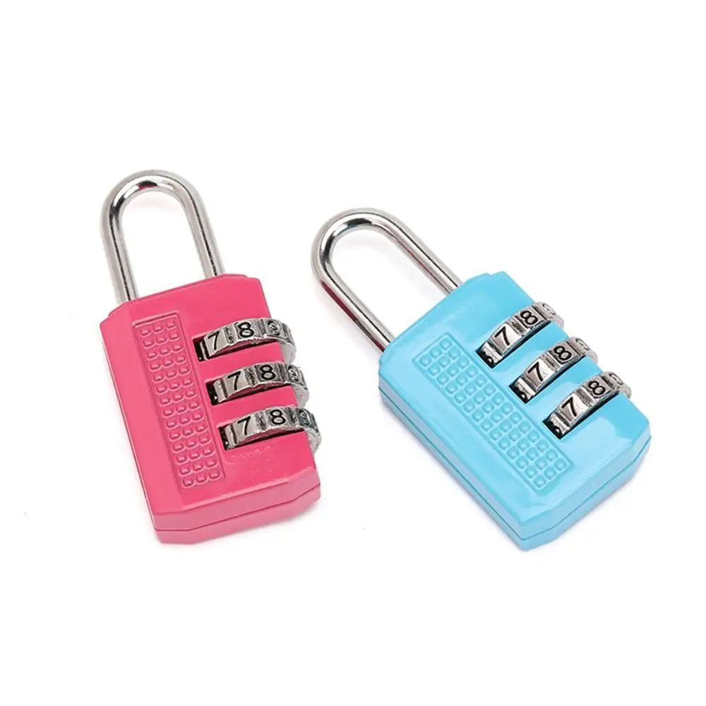 Portable Mini Number Lock Durable Solid Color Password Lock 3 Digit Anti-theft Alloy Padlock Trolley Case